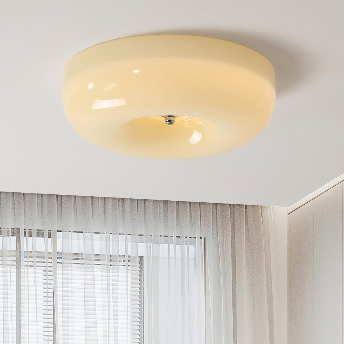 Flush Mount LED Ceiling Light with Swirled Glass Shade – Modern Low Profile Design for Bedroom, Hallway, Kitchen – Chrome Finish | Lonoma
