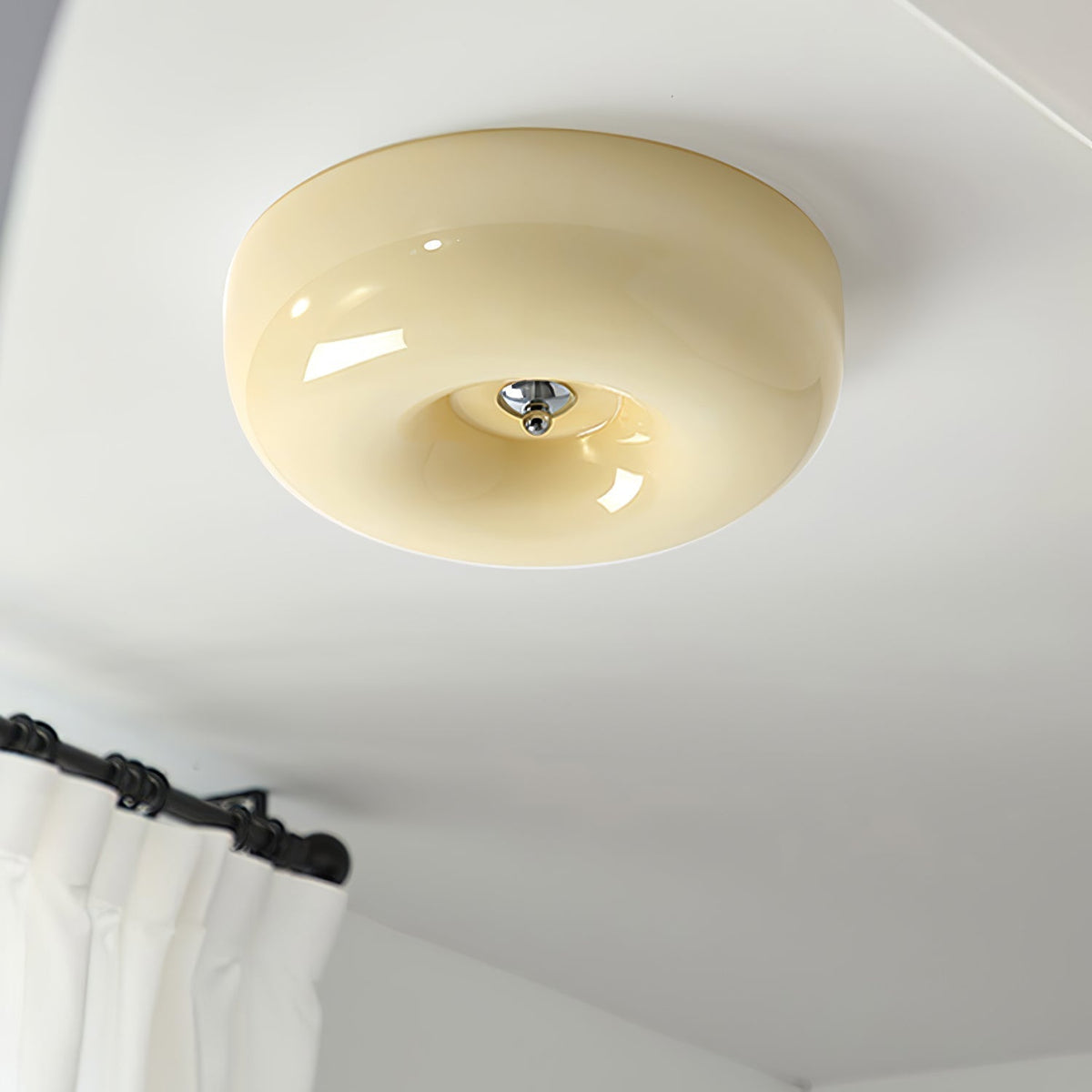 Flush Mount LED Ceiling Light with Swirled Glass Shade – Modern Low Profile Design for Bedroom, Hallway, Kitchen – Chrome Finish | Lonoma