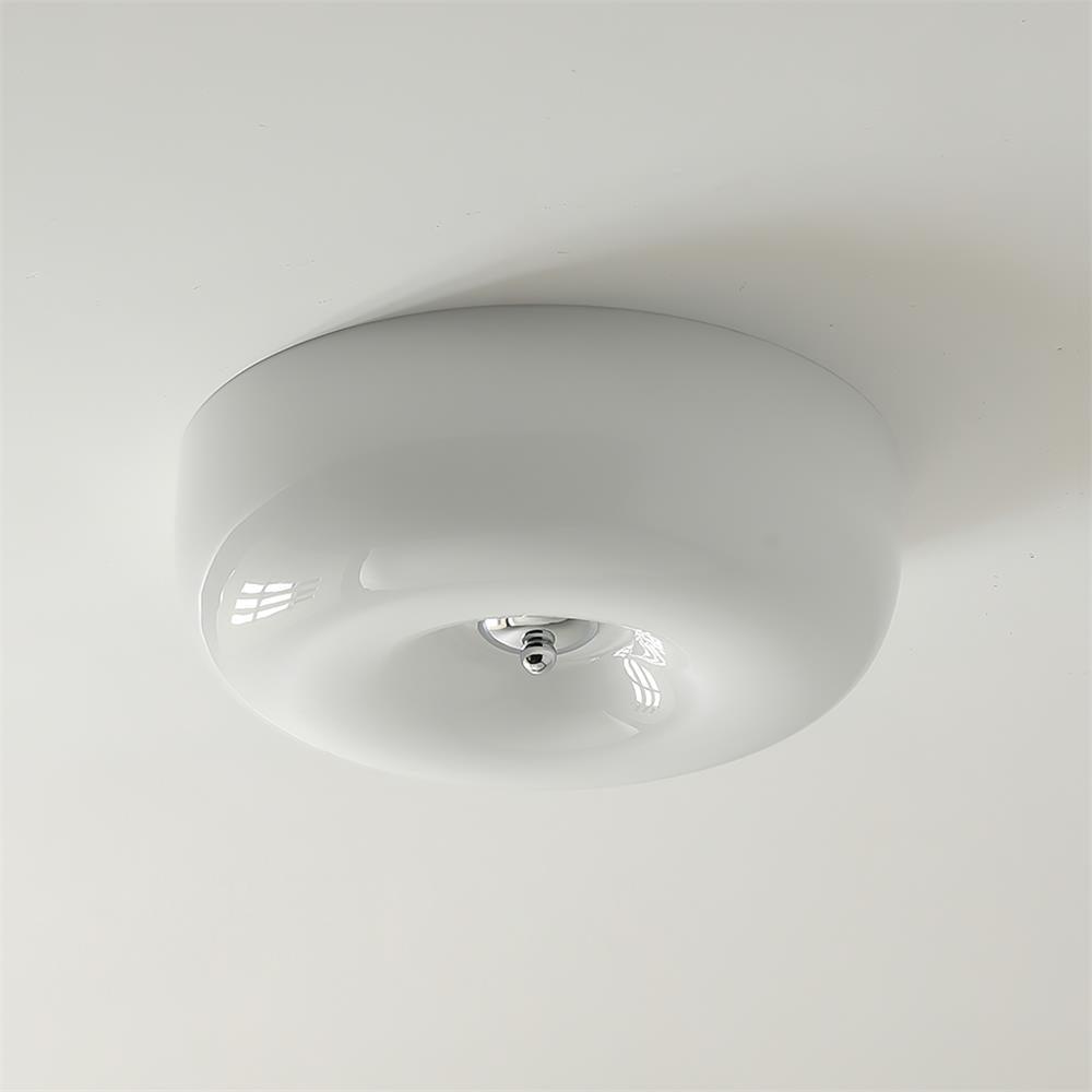 Flush Mount LED Ceiling Light with Swirled Glass Shade – Modern Low Profile Design for Bedroom, Hallway, Kitchen – Chrome Finish | Lonoma