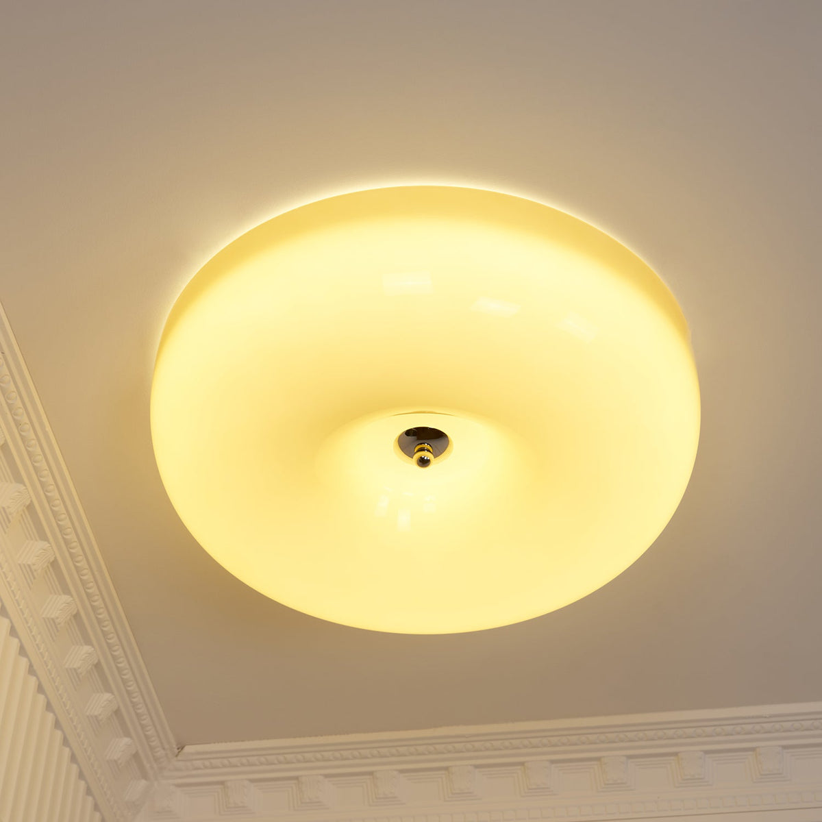 Glass Button Ceiling Light Fixture, Round Flush Mount LED Lamp for Bedroom, Kitchen, Hallway, Integrated Modern Overhead Lighting | Lonoma
