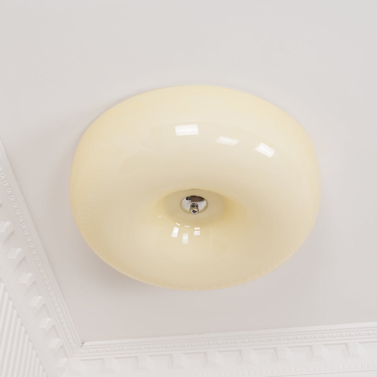 Glass Button Ceiling Light Fixture, Round Flush Mount LED Lamp for Bedroom, Kitchen, Hallway, Integrated Modern Overhead Lighting | Lonoma