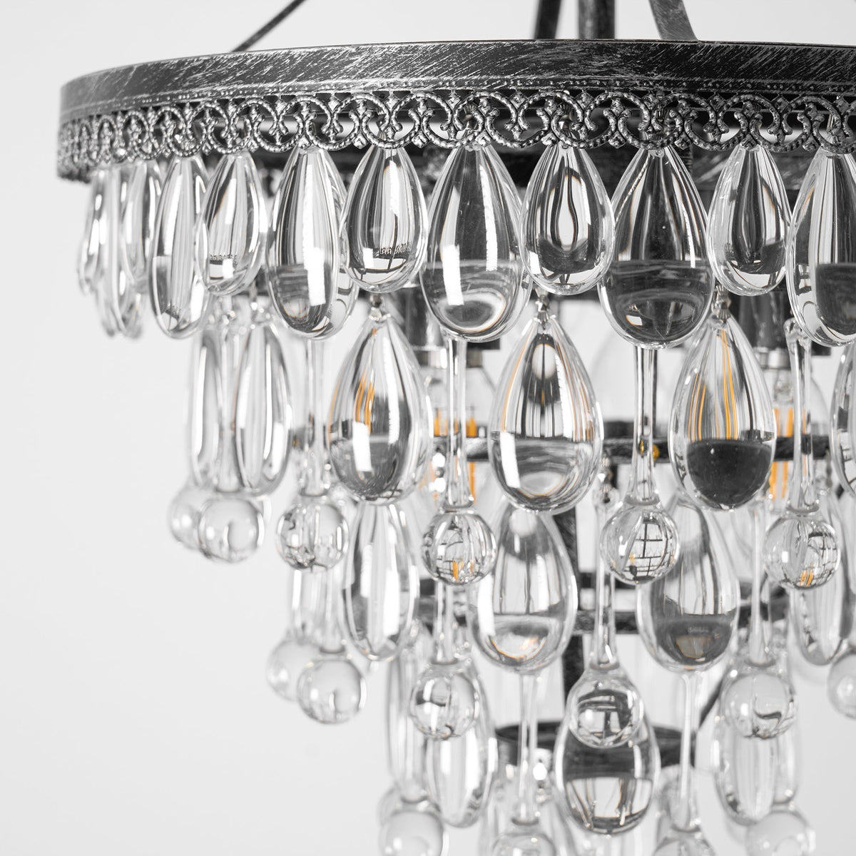 Crystal Drop Chandelier Antique Bronze Finish Multi Light Pendant Dining Room Living Room Foyer Statement Lighting Adjustable Chain | Lonoma