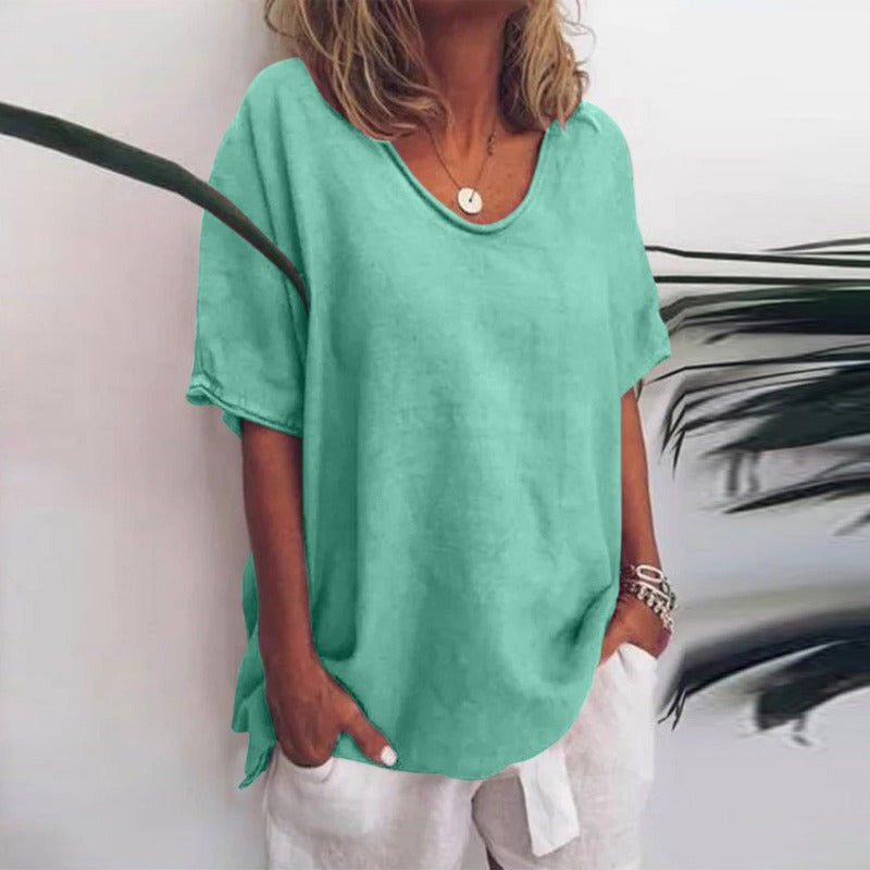 Women's Flowing V-Neck Blouse in Lightweight Drape Fabric – Refined Silhouette for Daywear and Elegant Occasions | Koossa