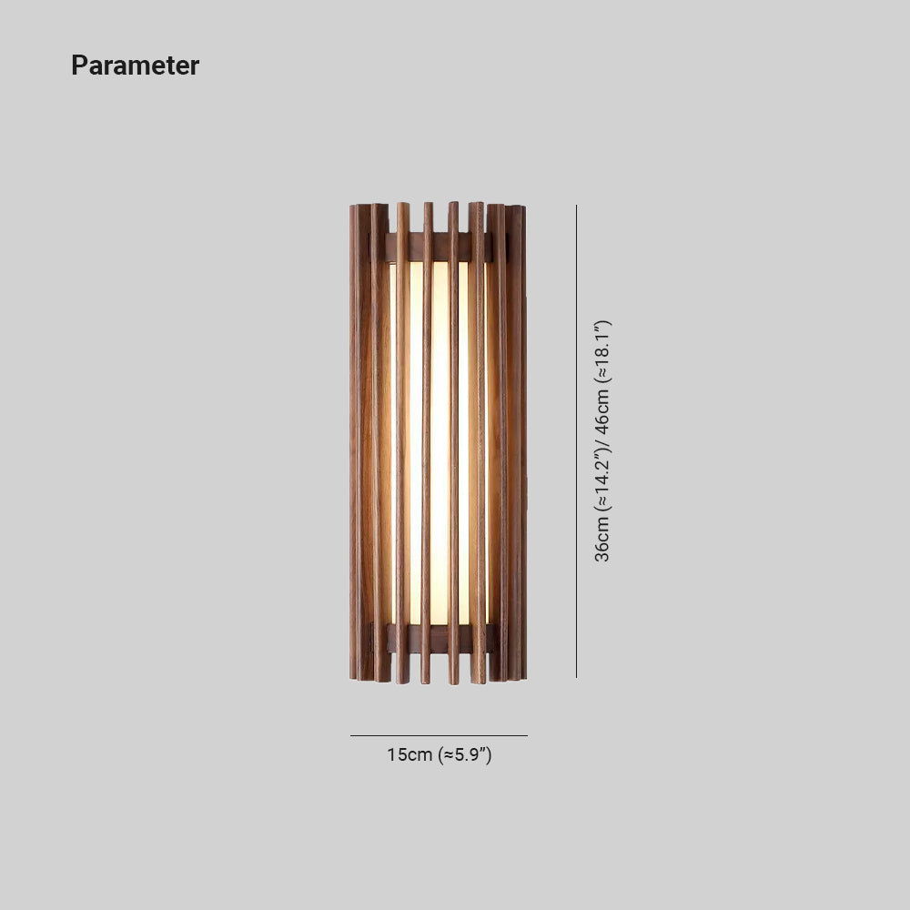 Hardwired Wall Sconce 14 in Walnut Wood Grain with Frosted Acrylic Shade, 10W LED Bedside, Hallway & Living Room Wall Light | Lonoma