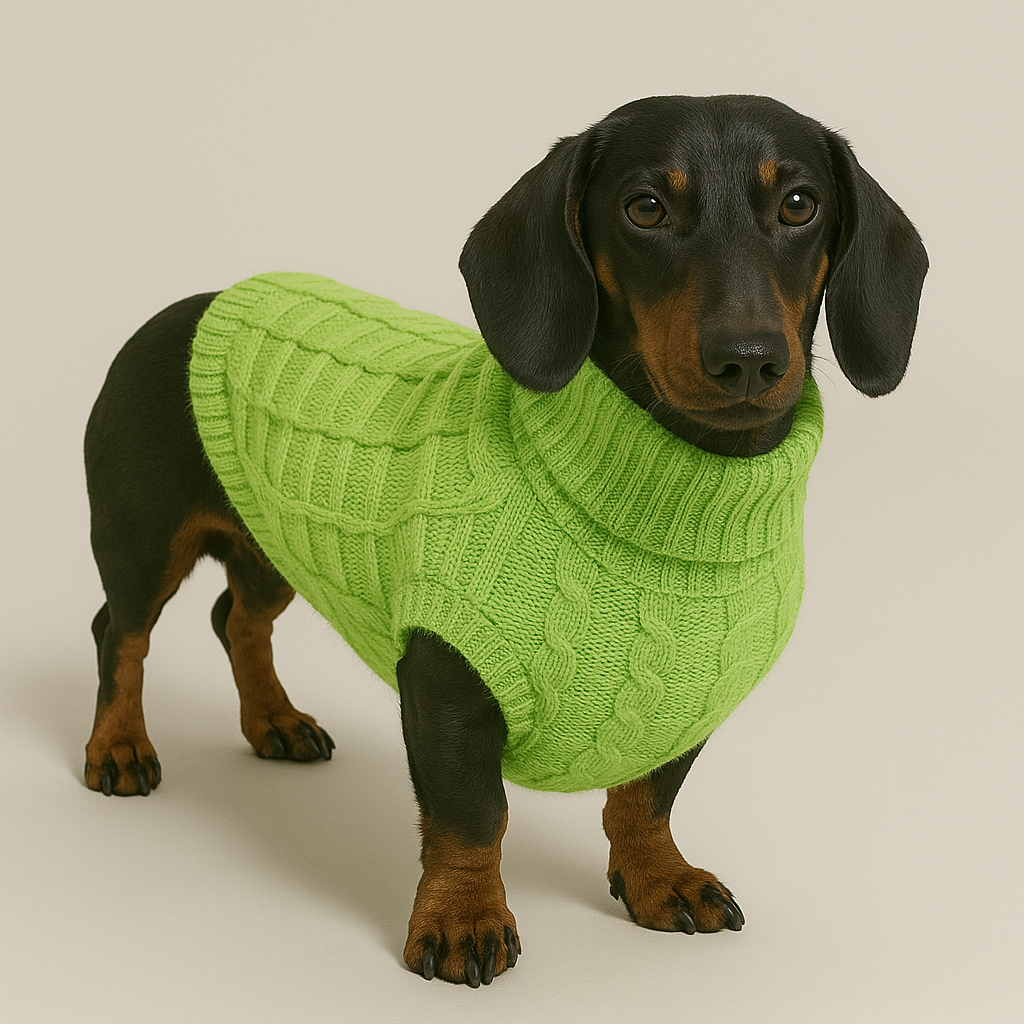 Dog Jumper Cable Knit 100% Cotton Dachshund Turtleneck Sweater Stretch Small Dog Winter Pullover Soft Warm Cold Weather Coat | Koossa