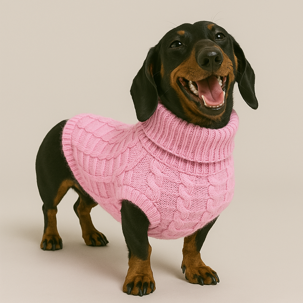 Dog Jumper Cable Knit 100% Cotton Dachshund Turtleneck Sweater Stretch Small Dog Winter Pullover Soft Warm Cold Weather Coat | Koossa