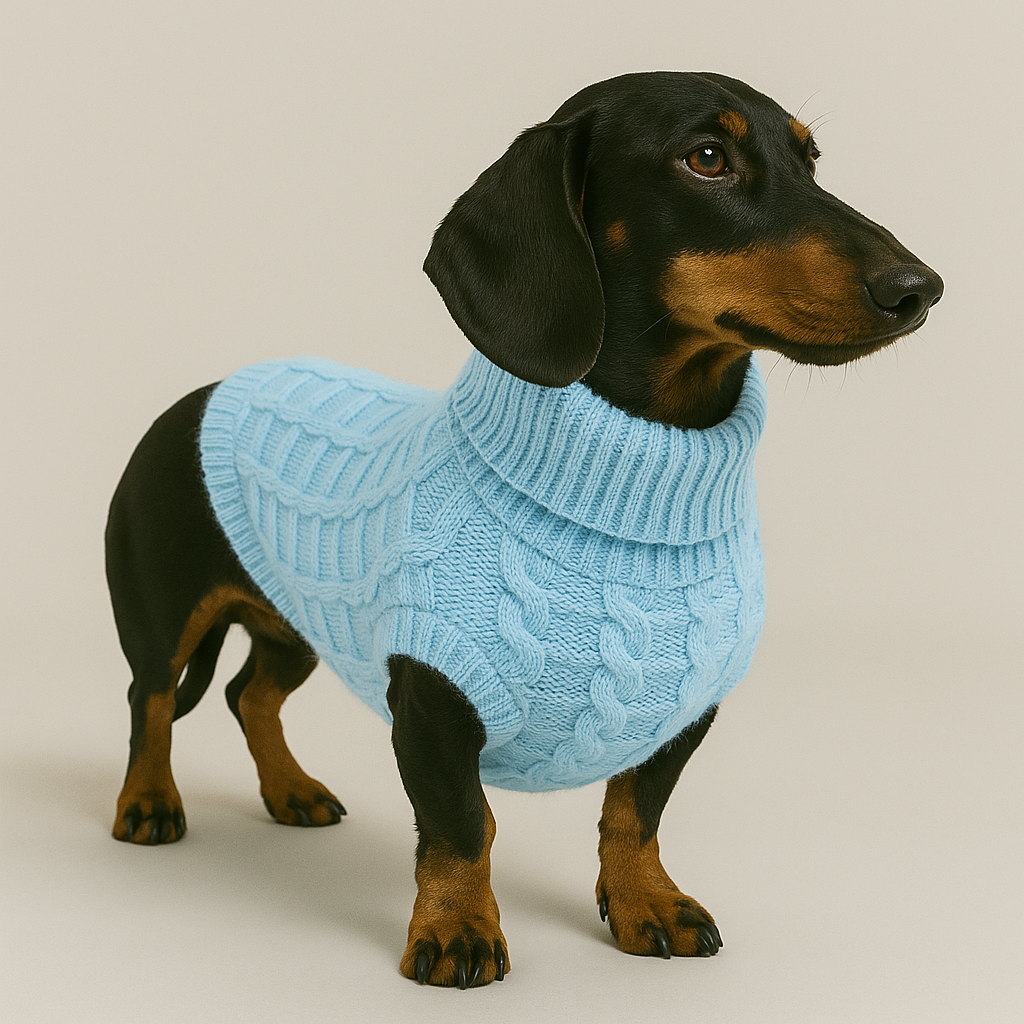 Dog Jumper Cable Knit 100% Cotton Dachshund Turtleneck Sweater Stretch Small Dog Winter Pullover Soft Warm Cold Weather Coat | Koossa