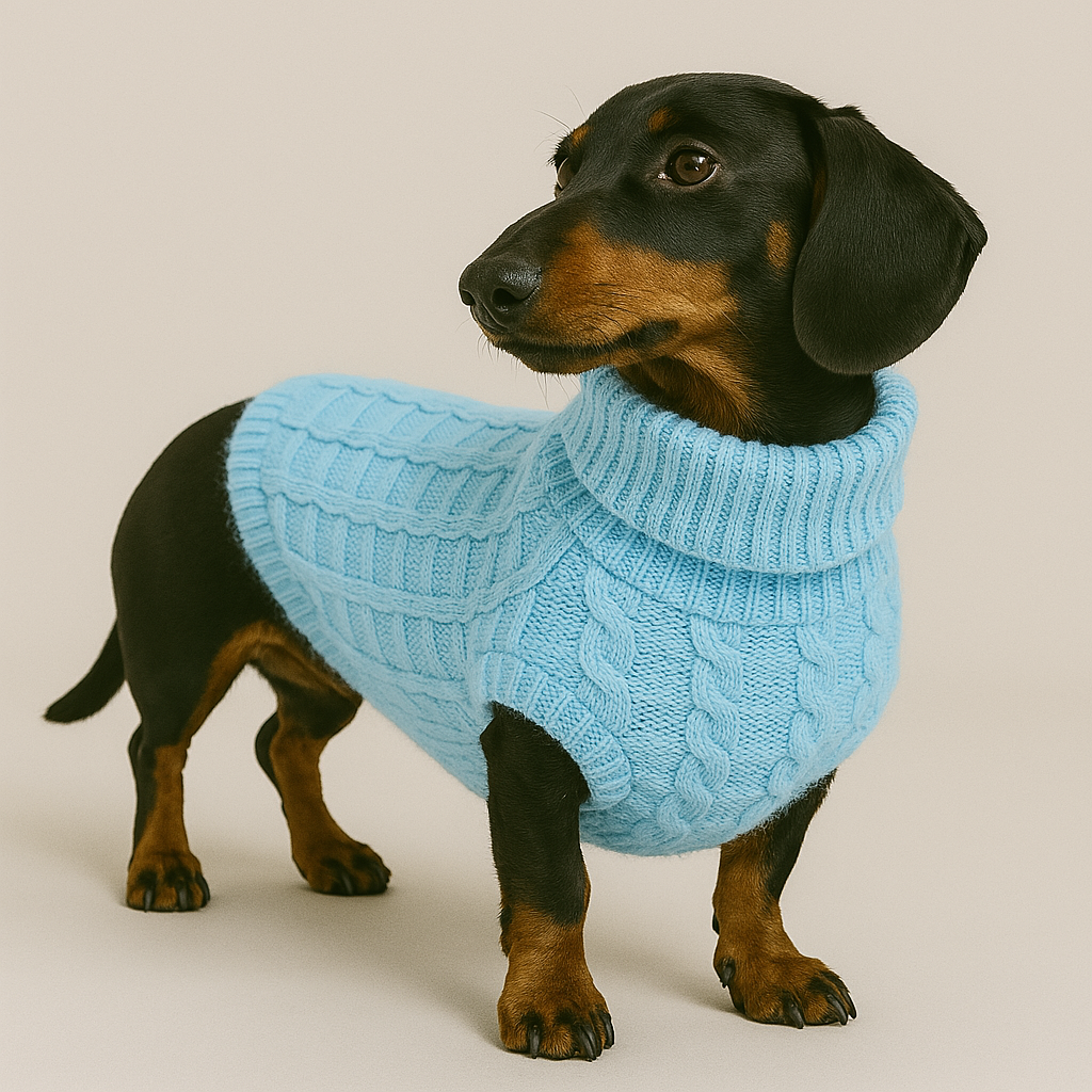 Dog Jumper Cable Knit 100% Cotton Dachshund Turtleneck Sweater Stretch Small Dog Winter Pullover Soft Warm Cold Weather Coat | Koossa