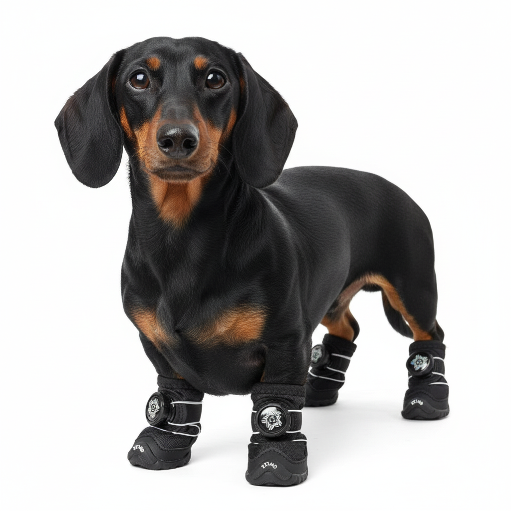 Dog Boots Anti-Slip Rubber Sole Fleece-Lined Dachshund Winter Shoes Water-Resistant Adjustable Lace Small Dog Paw Protection Snow | Koossa