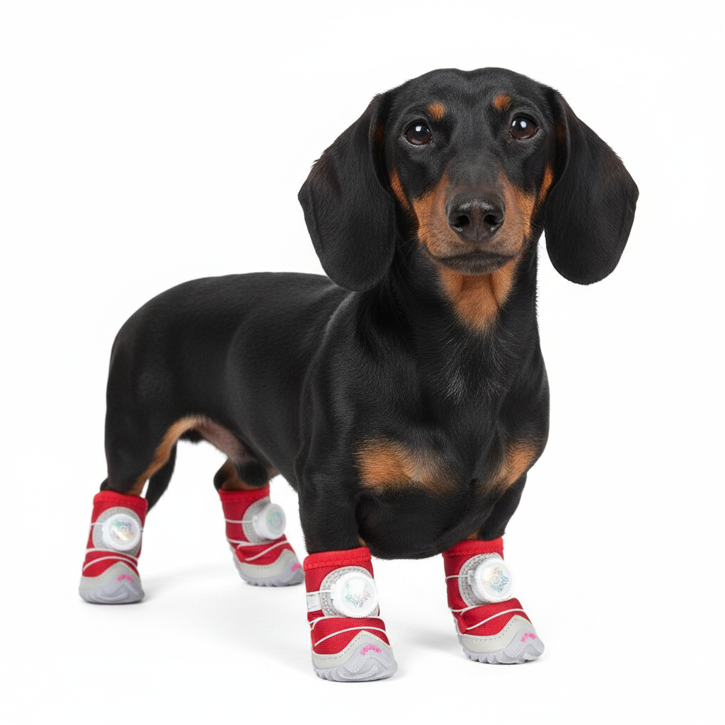 Dog Boots Anti-Slip Rubber Sole Fleece-Lined Dachshund Winter Shoes Water-Resistant Adjustable Lace Small Dog Paw Protection Snow | Koossa