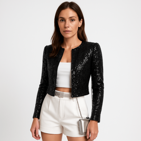 Women's Sequinned Evening Blazer — Elegant Structured Jacket for Formal Occasions & Festive Events | Koossa