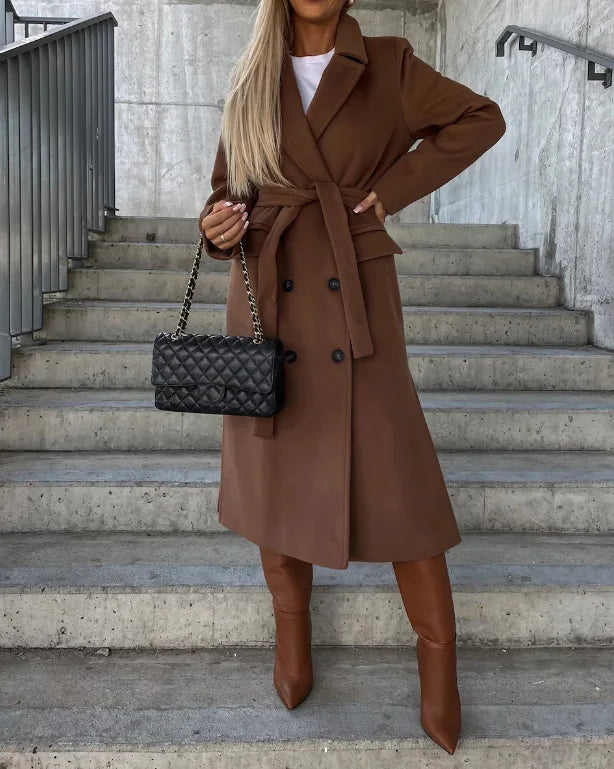 Women's Double-Breasted Classic Coat — Timeless Outerwear for Autumn & Winter Smart Occasions | Koossa