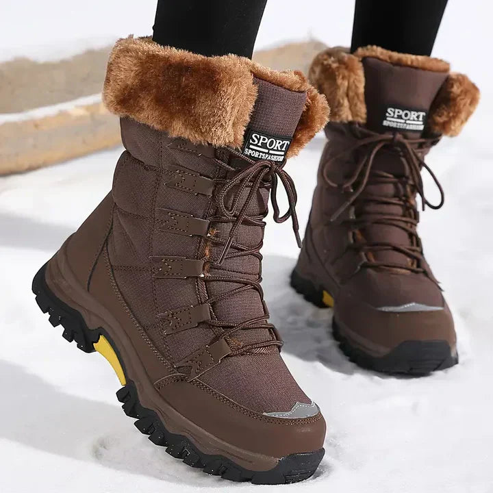 Faux-Fur Lined Lace-Up Boots in Beige, Black & Brown – Winter Warmth & Traction | Koossa