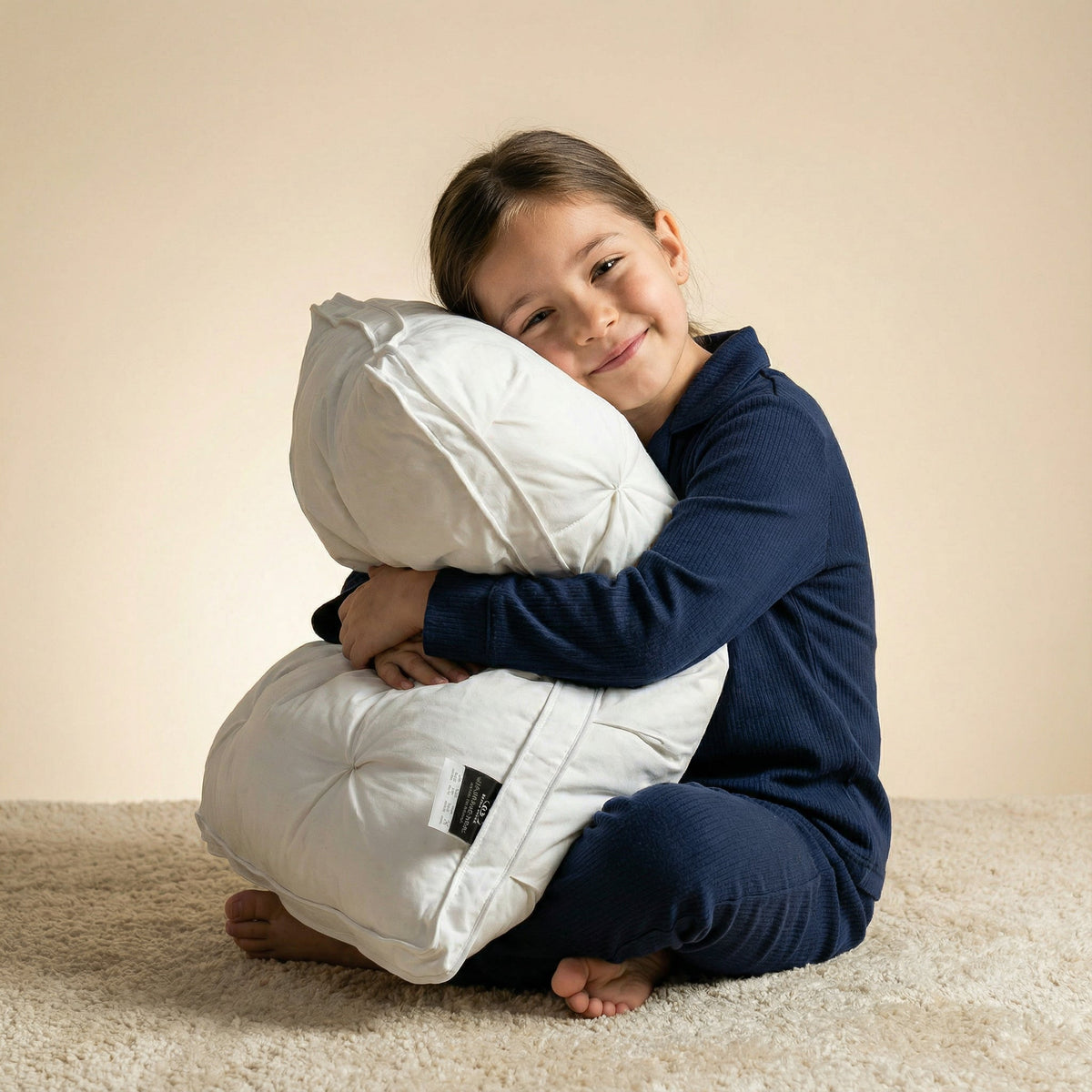 Goose Down Pillow with Breathable Cotton Cover, Soft Support for Back & Stomach Sleepers, Machine Washable Hotel Bed Pillow | Lonoma