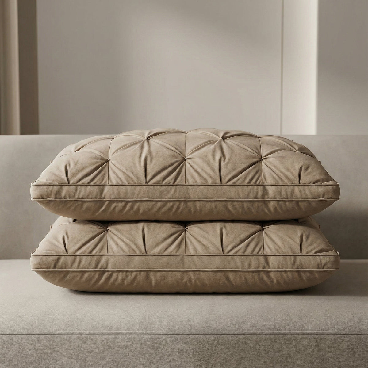Goose Down Pillow with Breathable Cotton Cover, Soft Support for Back & Stomach Sleepers, Machine Washable Hotel Bed Pillow | Lonoma