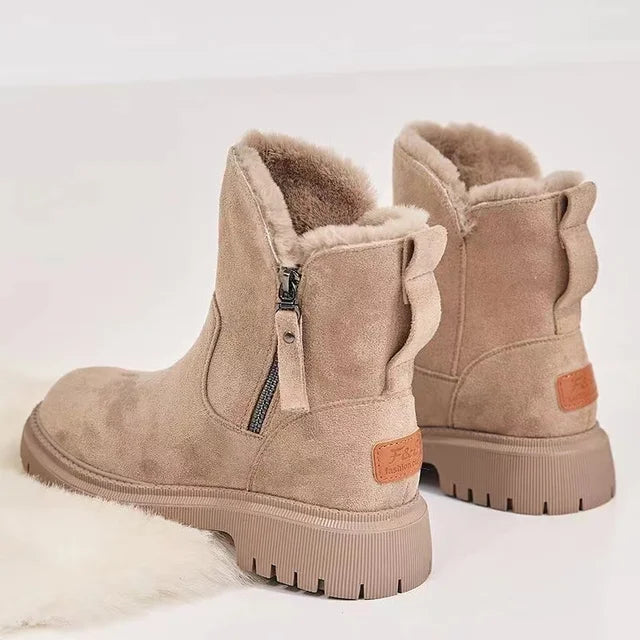 Women's Faux Fur Lined Ankle Boots — Winter Boots with Side Zipper for Cold Weather & Everyday Wear | Koossa