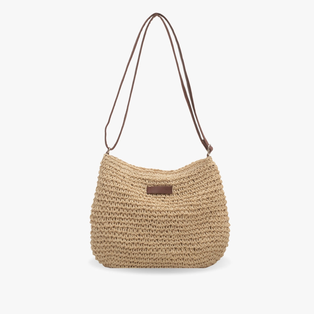 Women's Textured Shoulder Bag in Beige and Brown | Casual Everyday Handbag with Long Strap | Lightweight Summer Accessory for Relaxed Weekend Outings | Koossa