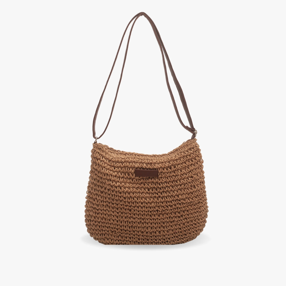 Women's Textured Shoulder Bag in Beige and Brown | Casual Everyday Handbag with Long Strap | Lightweight Summer Accessory for Relaxed Weekend Outings | Koossa