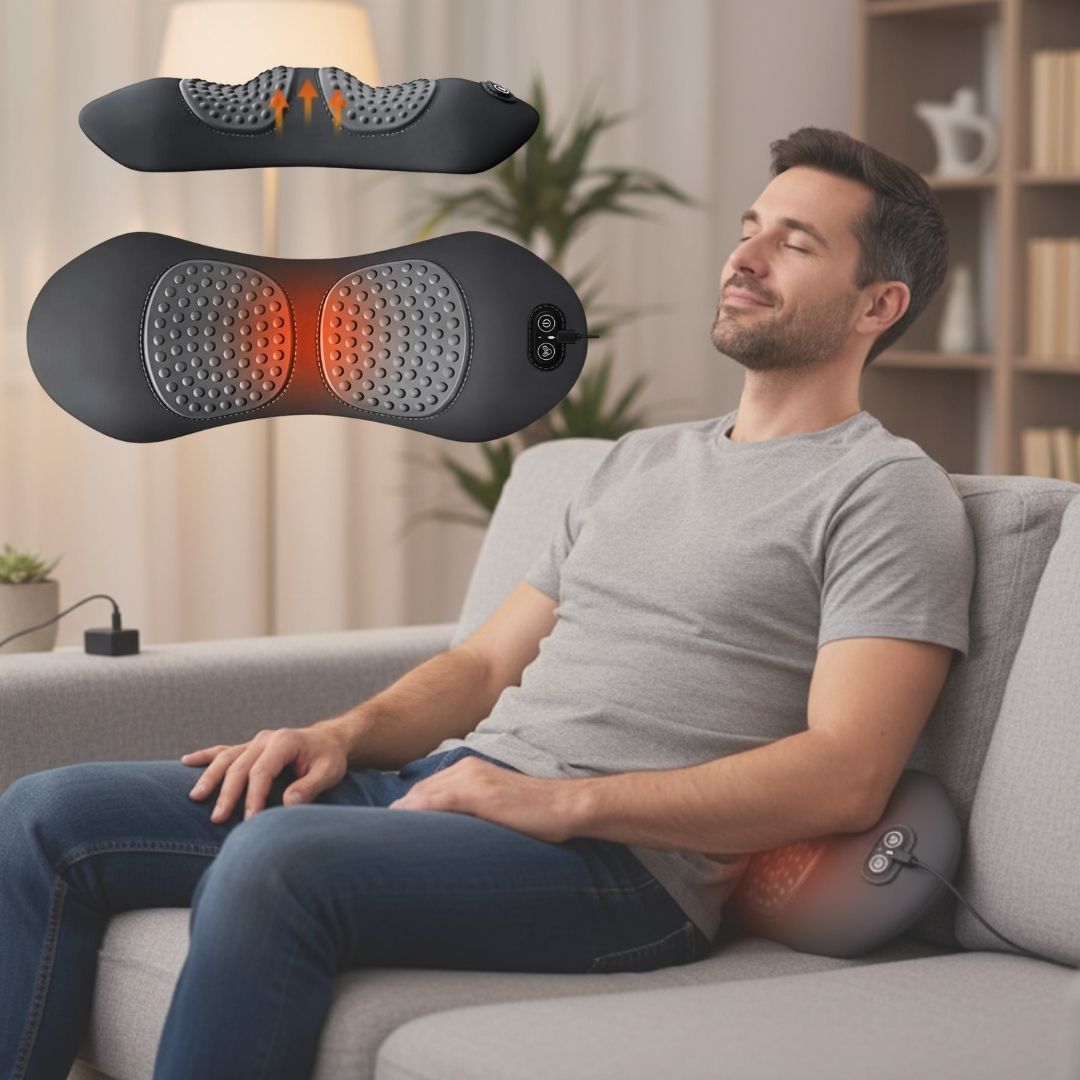 Lower Back Massager with Heat and Vibration, Cordless Rechargeable Lumbar Support Massage Device for Home, Office, Couch & Travel | Lonoma