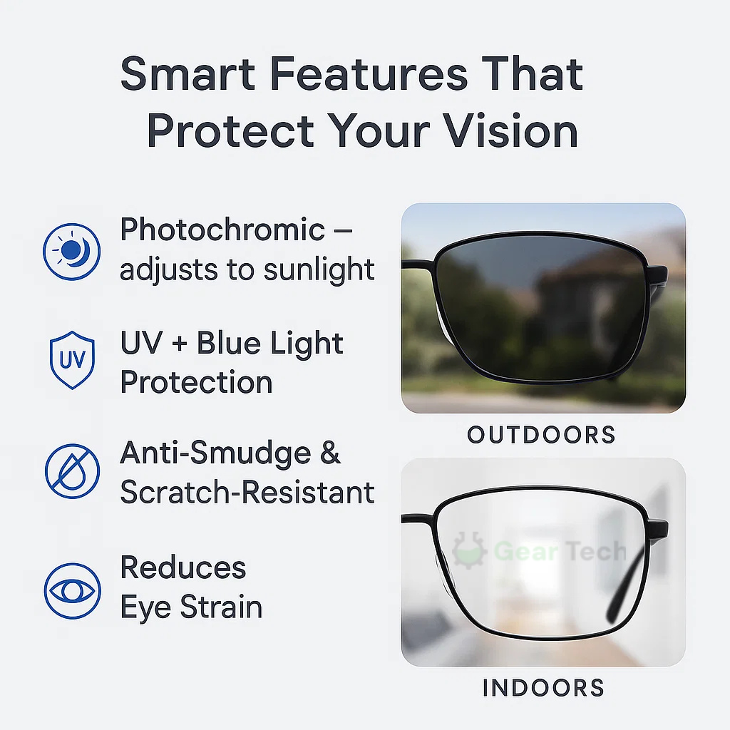 Progressive Multifocal Reading Glasses with Photochromic Lenses, UV & Blue Light Protection for Near & Far Vision | Lonoma