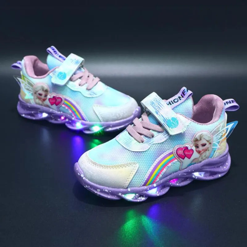 Girls' Light-Up LED Trainers in Pink and Purple — Sparkle Princess Sneakers for Active Children | Koossa