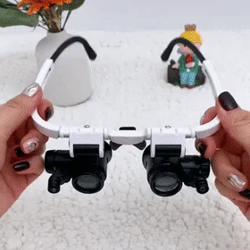 Head-Worn Magnifier with LED Light, 8x 15x 23x Interchangeable Lenses for Jewelry Repair, Soldering, Model Building | Lonoma