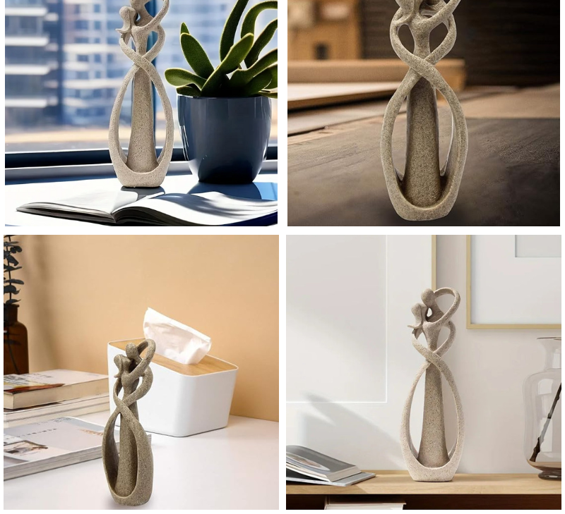 Sculpture abstraite en grès naturel – Forme organique évoquant l'union et la douceur pour intérieur moderne | Koossa