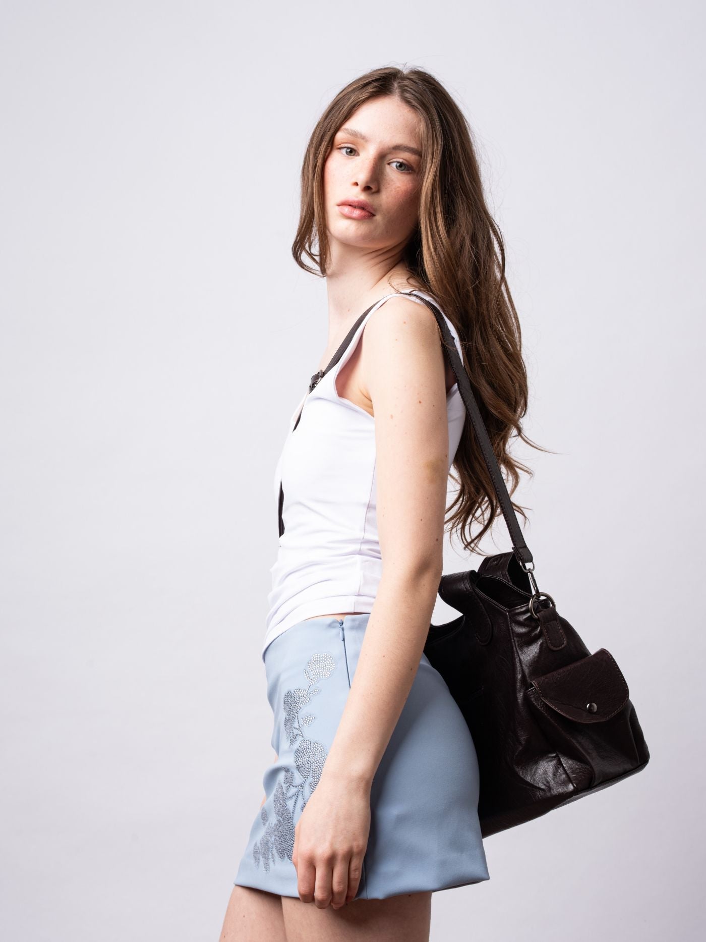 Structured Leather-Look Tote with Detachable Crossbody Strap in Black for Work and Weekend | Koossa