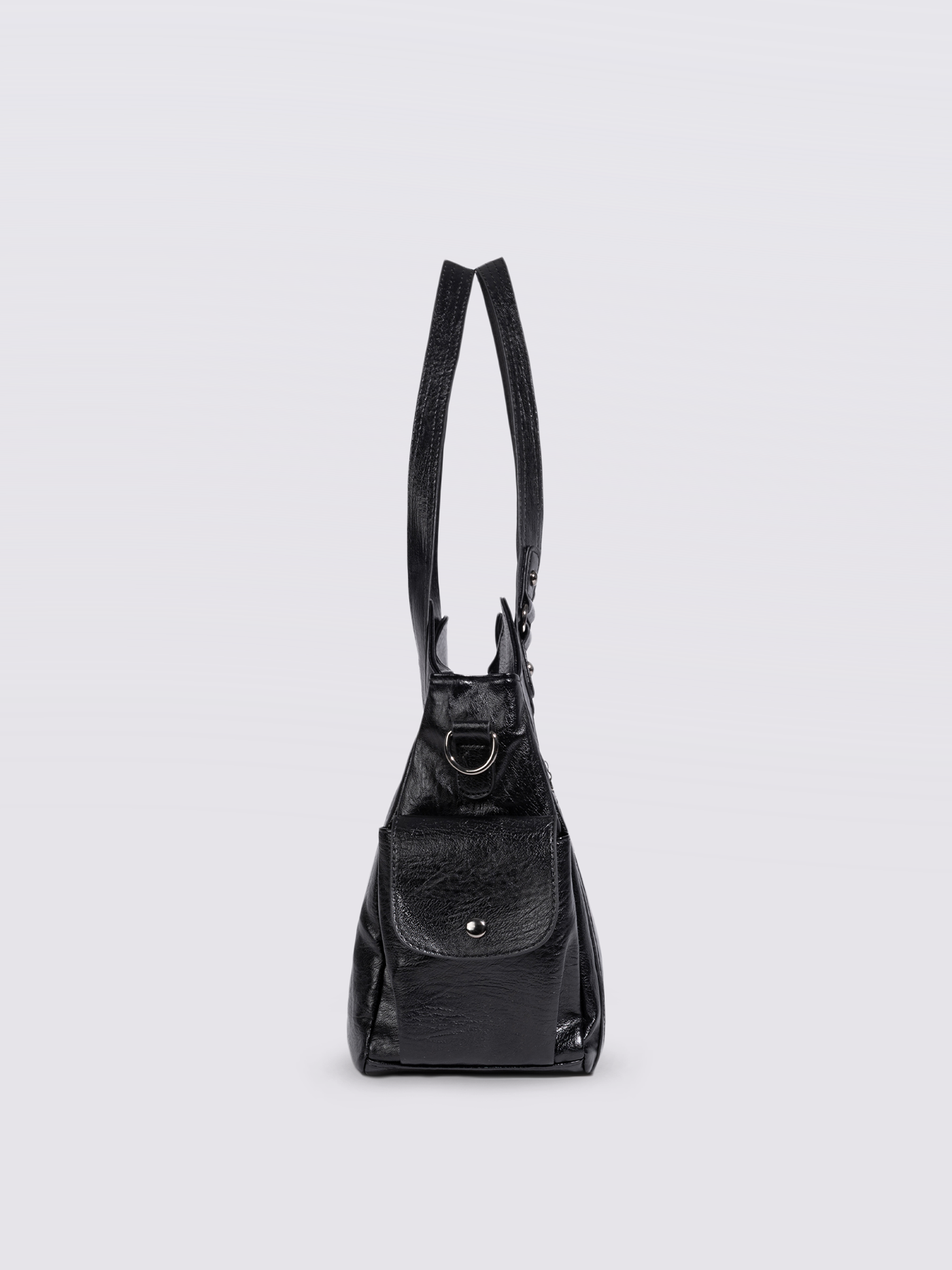 Structured Leather-Look Tote with Detachable Crossbody Strap in Black for Work and Weekend | Koossa