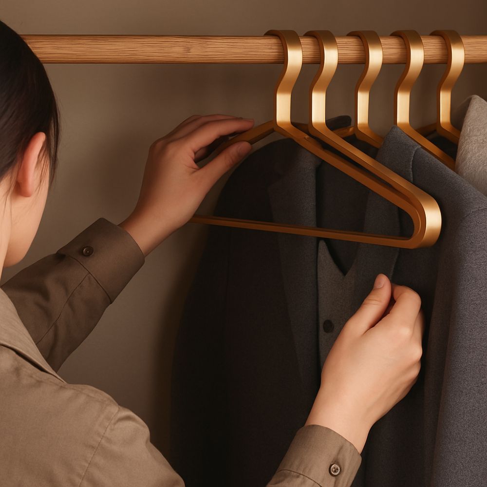 Metal Clothes Hangers Set of 4 – Non-Slip Aluminum Wardrobe Hangers for Closet Organization – Space-Saving Coat Hangers for Shirts Dresses | Lonoma