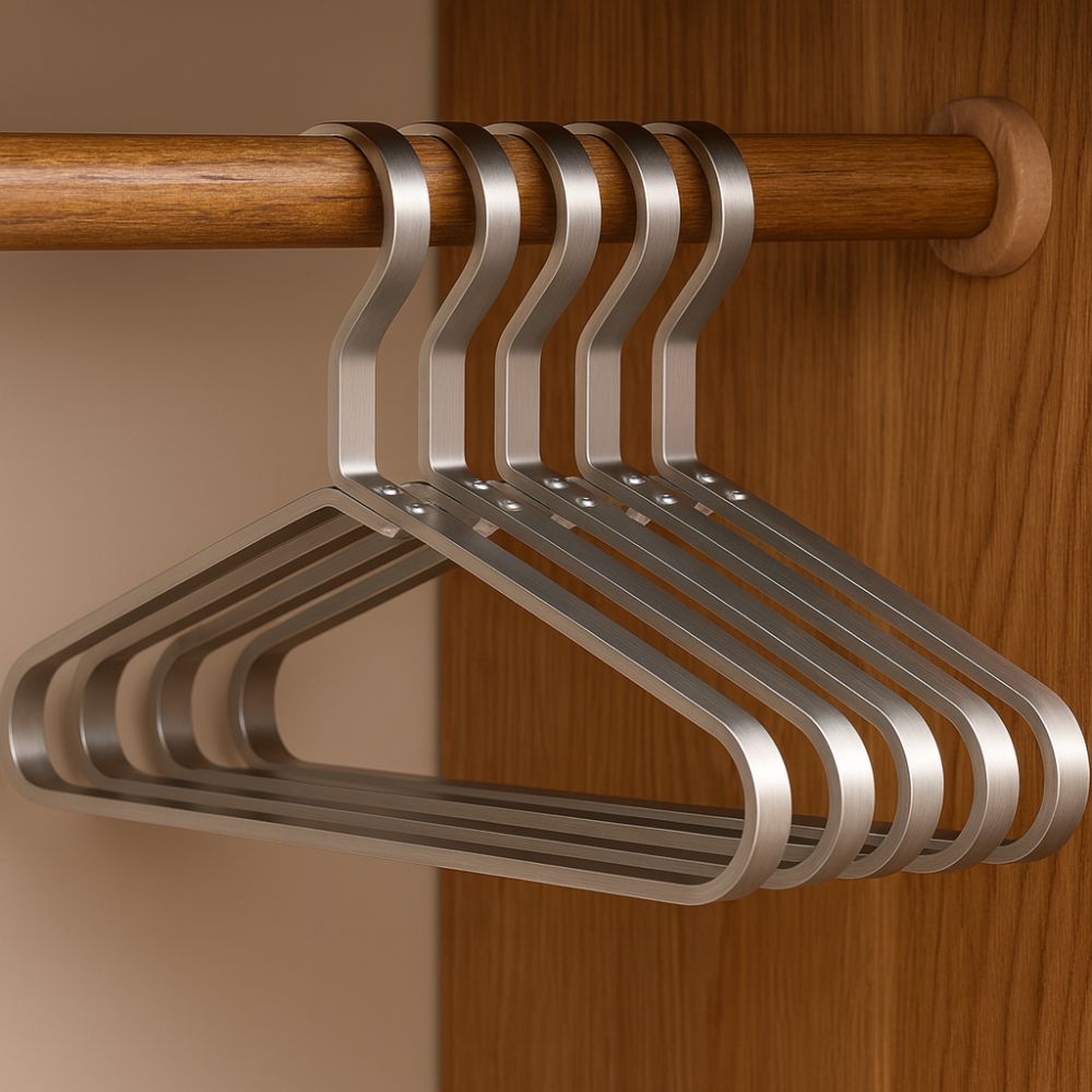 Slim Aluminum Clothes Hangers Set of 4 – Non-Slip Metal Space-Saving Closet Hangers for Coats, Dresses, Shirts, Pants & Suits | Lonoma