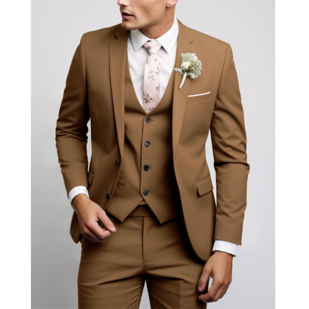 Men's Three-Piece Suit with Waistcoat — Elegant Formal Suit for Weddings, Meetings & Special Occasions | Koossa