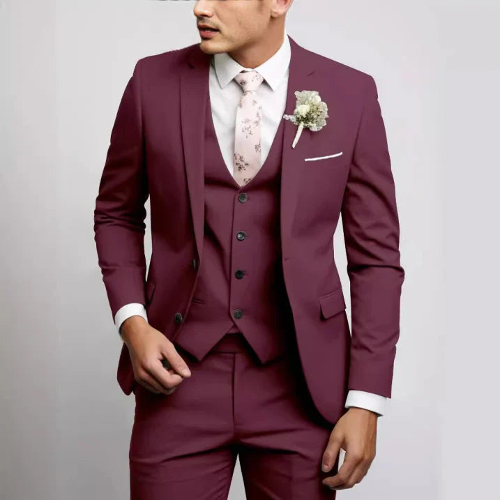 Men's Three-Piece Suit with Waistcoat — Elegant Formal Suit for Weddings, Meetings & Special Occasions | Koossa