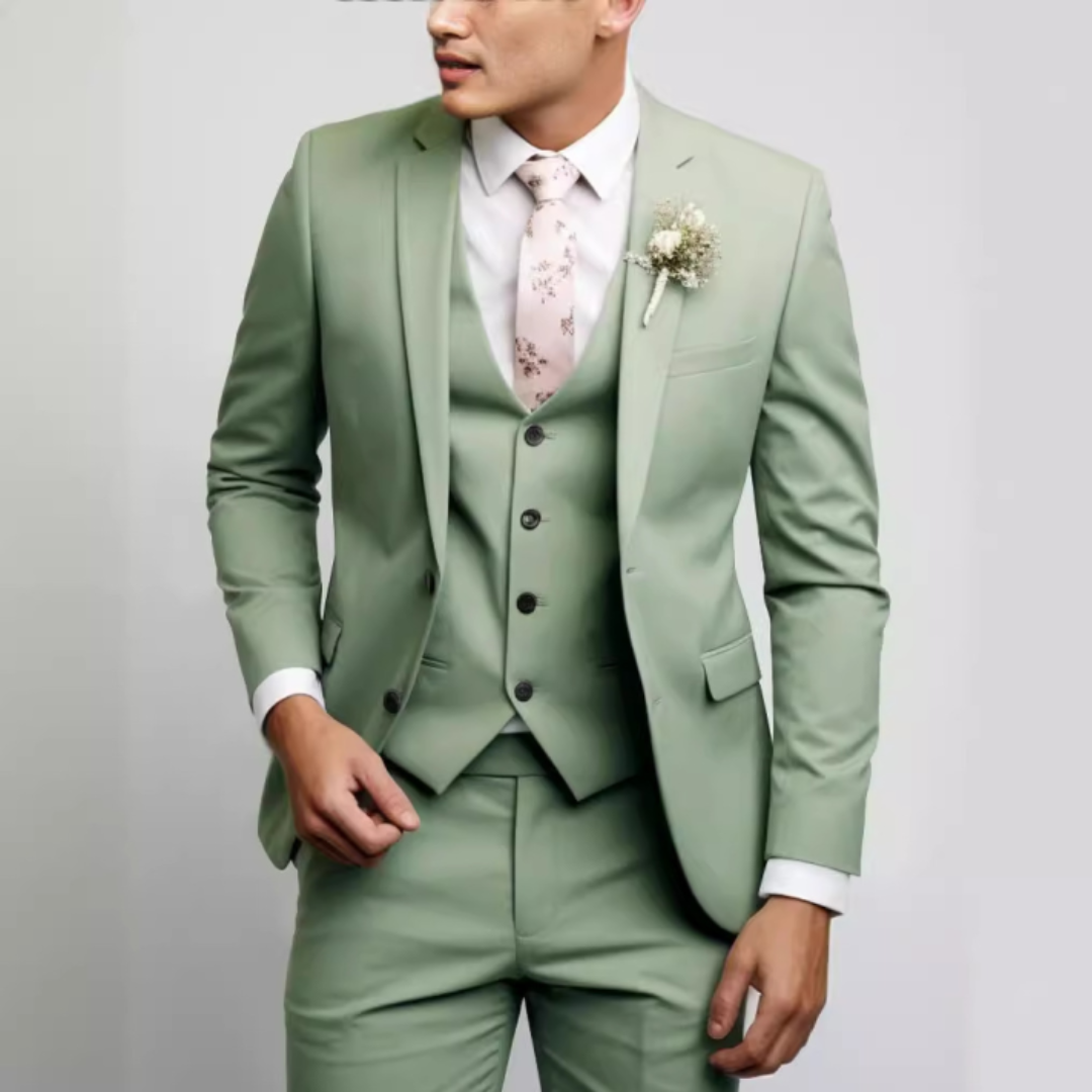 Men's Three-Piece Suit with Waistcoat — Elegant Formal Suit for Weddings, Meetings & Special Occasions | Koossa
