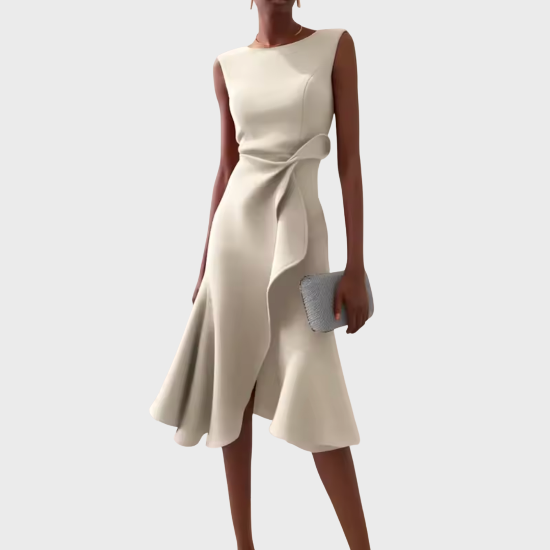 Women's Asymmetric Midi Dress — Elegant Evening Dress for Wedding Guests & Special Occasions | Koossa