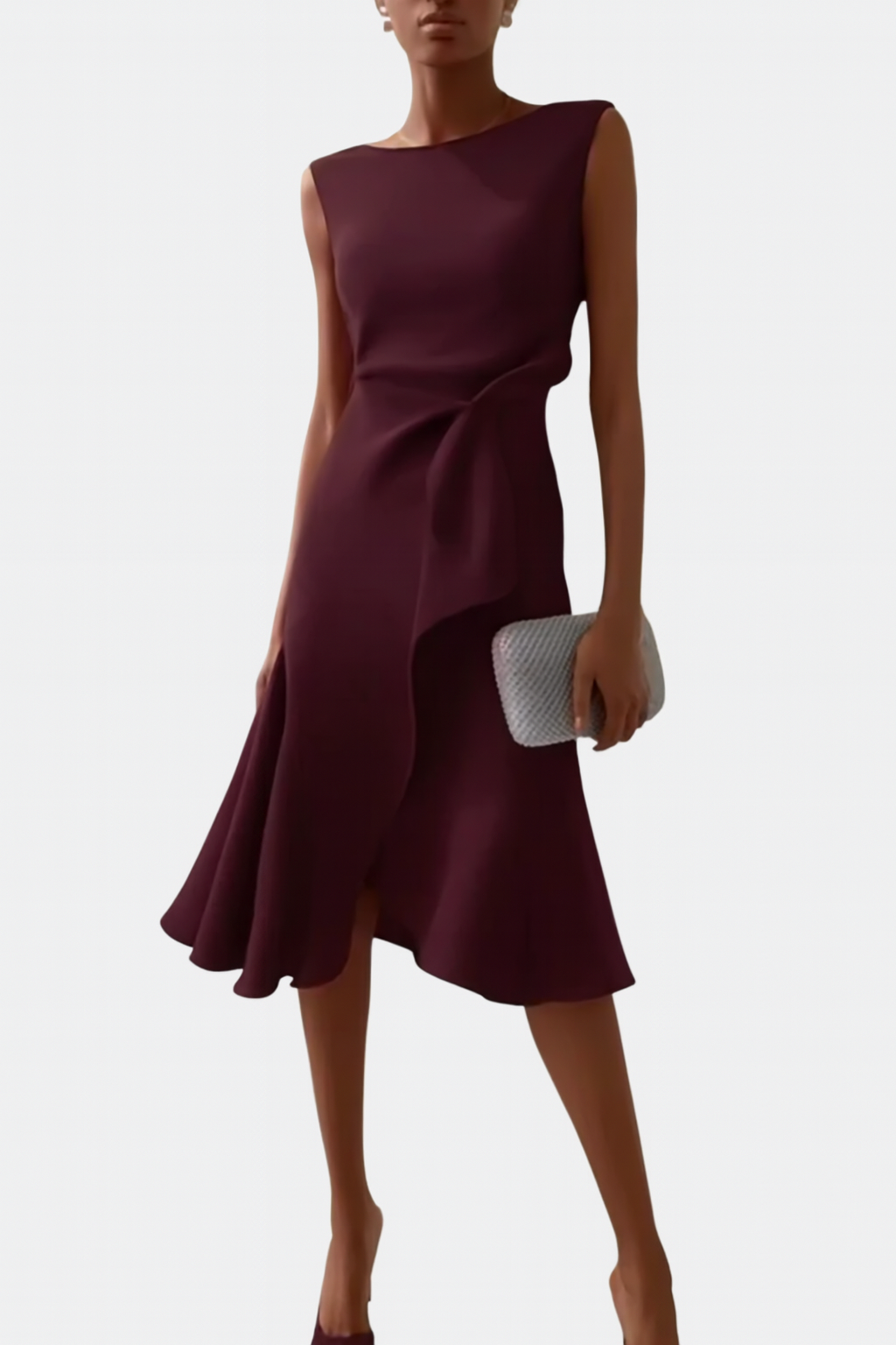 Women's Asymmetric Midi Dress — Elegant Evening Dress for Wedding Guests & Special Occasions | Koossa