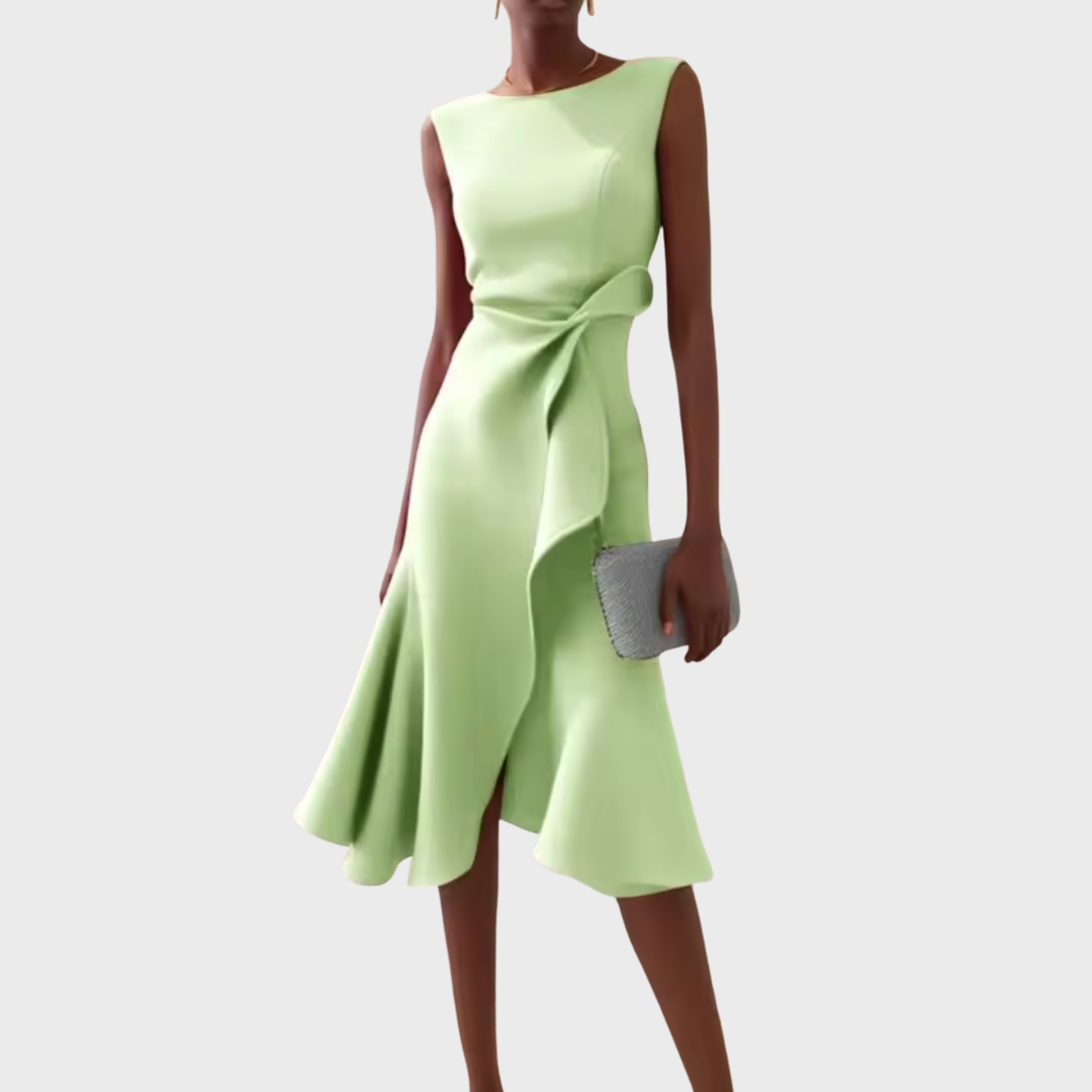 Women's Asymmetric Midi Dress — Elegant Evening Dress for Wedding Guests & Special Occasions | Koossa