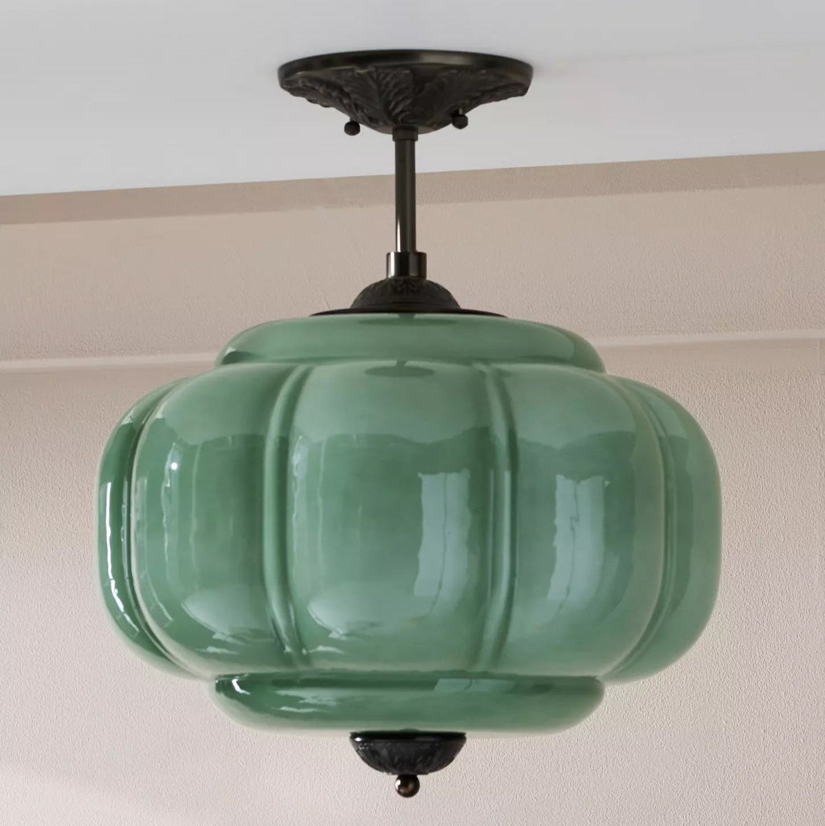 Frosted Glass Dome Ceiling Light 15 in Gold Black White Green Flush Mount Fixture for Kitchen Dining Room Bedroom Bathroom Hallway Entryway | Lonoma