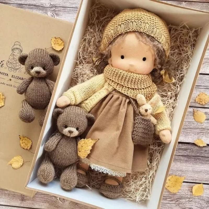 Handmade Cotton Waldorf Doll, Soft Cloth Baby Doll for Toddlers & Preschoolers, Natural Fabric Stuffed Toy for Imaginative Play | Lonoma