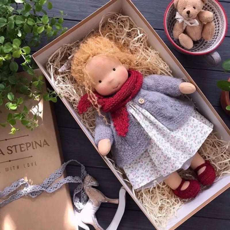 Handmade Cotton Waldorf Doll, Soft Cloth Baby Doll for Toddlers & Preschoolers, Natural Fabric Stuffed Toy for Imaginative Play | Lonoma