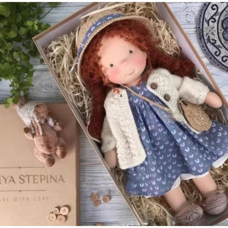 Handmade Cotton Waldorf Doll, Soft Cloth Baby Doll for Toddlers & Preschoolers, Natural Fabric Stuffed Toy for Imaginative Play | Lonoma
