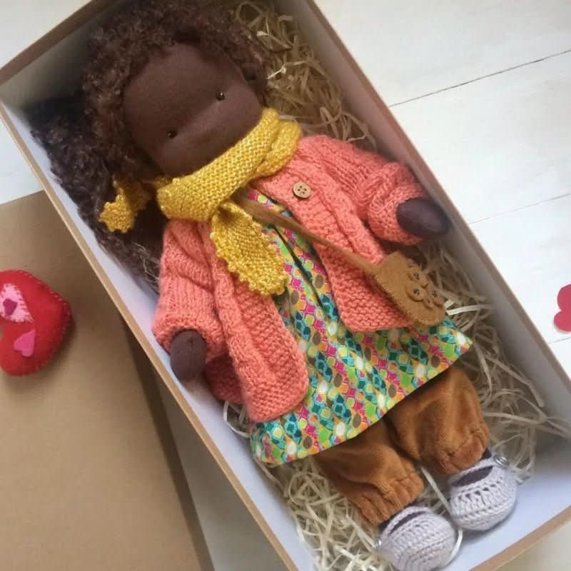 Handmade Cotton Waldorf Doll, Soft Cloth Baby Doll for Toddlers & Preschoolers, Natural Fabric Stuffed Toy for Imaginative Play | Lonoma
