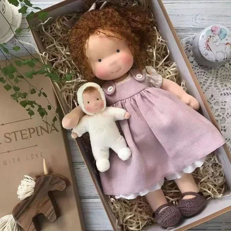Handmade Cotton Waldorf Doll, Soft Cloth Baby Doll for Toddlers & Preschoolers, Natural Fabric Stuffed Toy for Imaginative Play | Lonoma