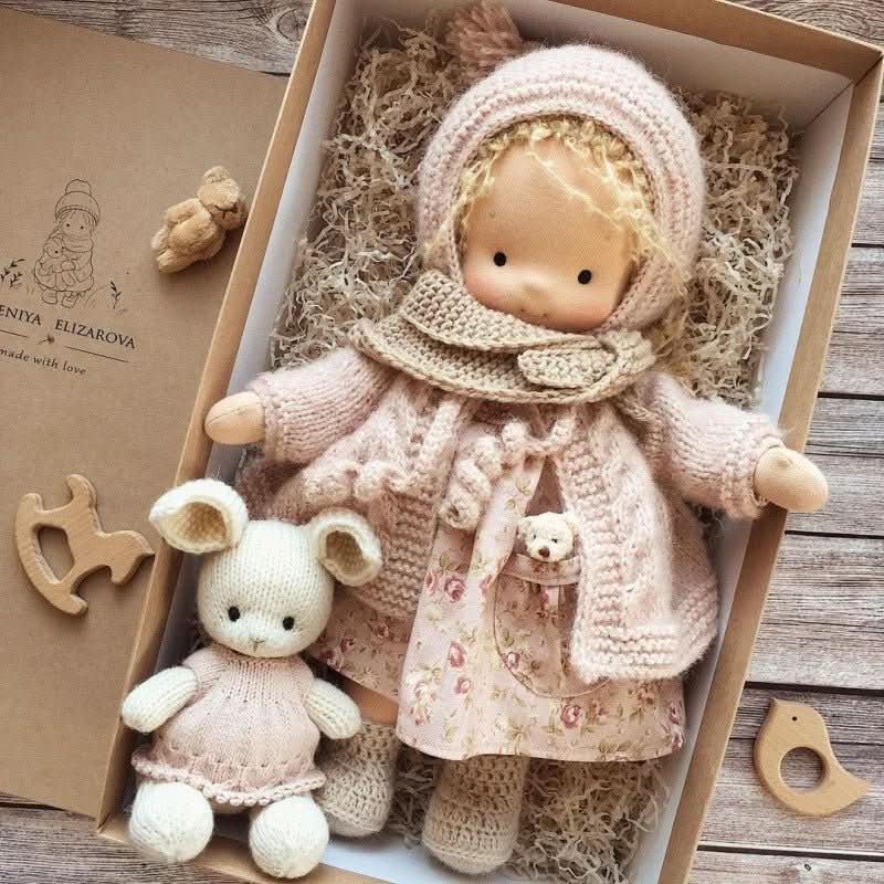 Handmade Cotton Waldorf Doll, Soft Cloth Baby Doll for Toddlers & Preschoolers, Natural Fabric Stuffed Toy for Imaginative Play | Lonoma