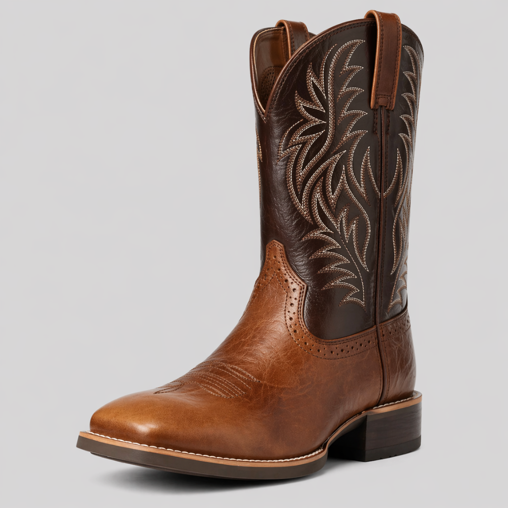 Men's Pointed Toe Cowboy Boots with Embroidery Detail for Western Style | Lonoma