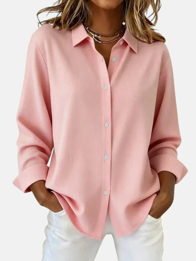 Classic Button Collar Blouse in Lightweight Cotton for Women | Timeless Design with Relaxed Fit and Elegant Detailing | Available in Vibrant and Neutral Shades | Koossa