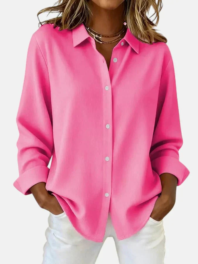 Classic Button Collar Blouse in Lightweight Cotton for Women | Timeless Design with Relaxed Fit and Elegant Detailing | Available in Vibrant and Neutral Shades | Koossa