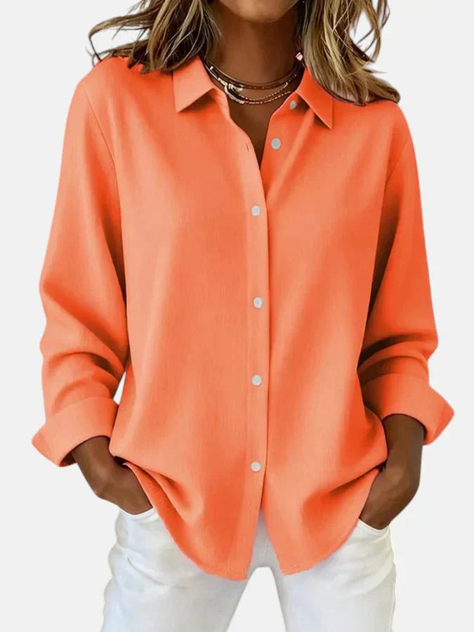 Classic Button Collar Blouse in Lightweight Cotton for Women | Timeless Design with Relaxed Fit and Elegant Detailing | Available in Vibrant and Neutral Shades | Koossa