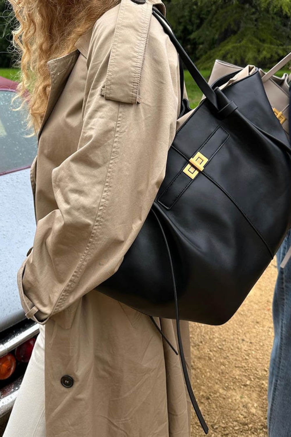 Structured Leather Shoulder Tote with Hardware Accent – Large Carryall for Work, Travel & Everyday | Lonoma