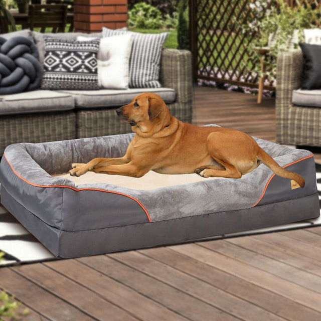 Orthopedic Dog Bed Nest Bolster Washable Grey Orange Large XL 2XL 3XL Joint Support Memory Foam Dog Sofa Bed Removable Cover | Koossa